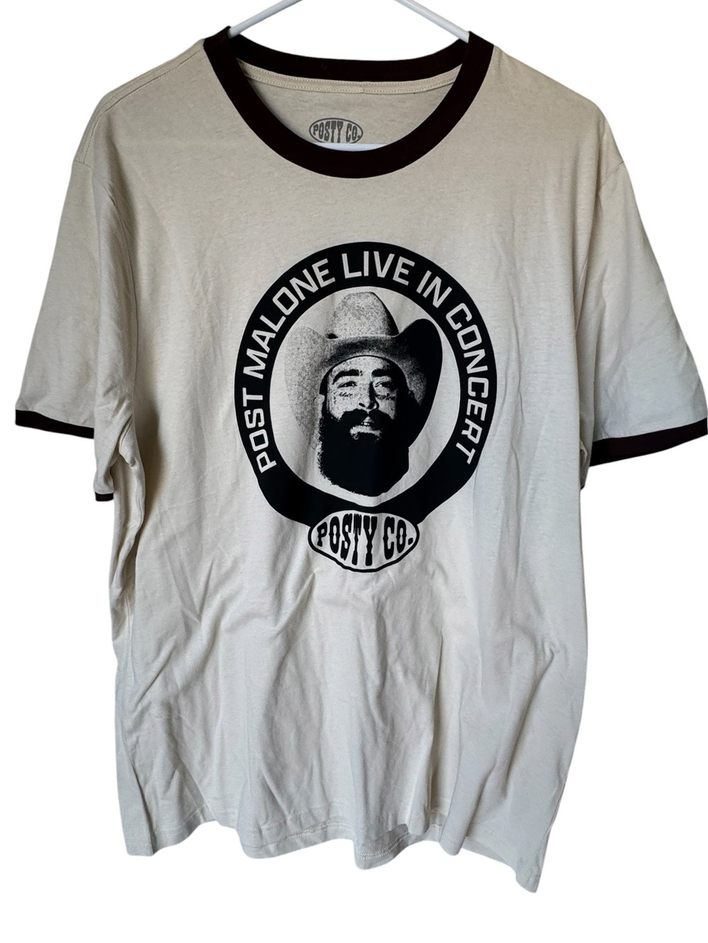Post Malone RAP Tour Men's Cream Retro Live In Concert Tee Men’s L MINTY RARE